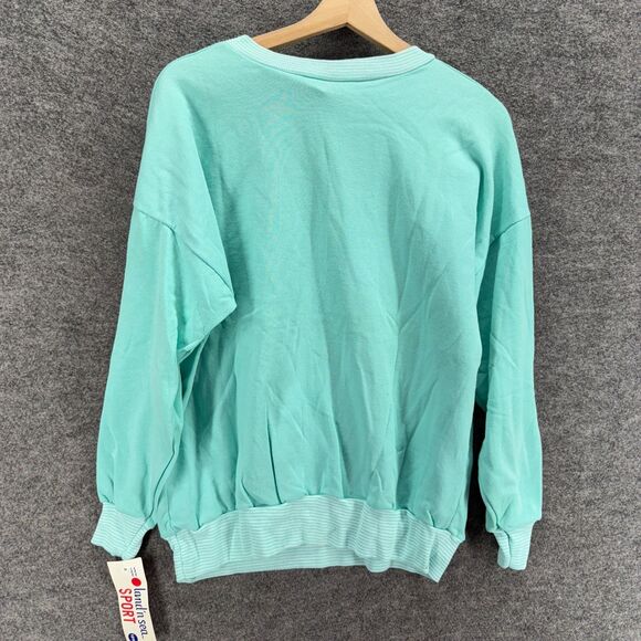 New Land'n Sea Sweatshirt Women 18W Plus Blue Snowflake Fleece Long Sleeve - Picture 2 of 10